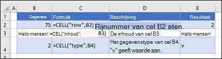 Voorbeelden van CEL-functies