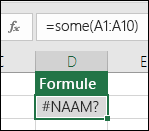 In Excel wordt #NAME? weergegeven wanneer een functienaam een typefout heeft