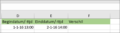Begindatum van 1-1-16 13:00 uur; Einddatum van 01.02.16 14:00 Typ