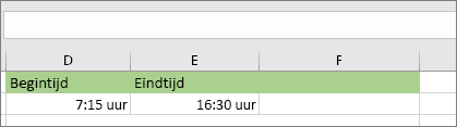 Begindatum/-tijd van 7:15 uur, einddatum/-tijd van 16:30 uur
