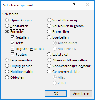 Ga naar het dialoogvenster Speciaal