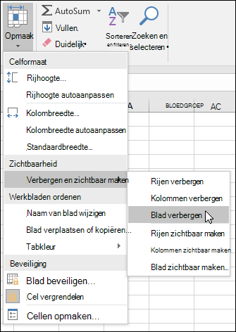 Werkbladen verbergen of zichtbaar maken vanuit de startpagina. > Cellen > VIsibility > opmaken > Verbergen & Zichtbaar maken