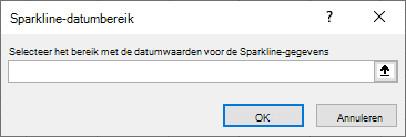 Selecteer het bereik met de datumwaarden voor de Sparkline-gegevens in het dialoogvenster Sparkline-datumbereik.