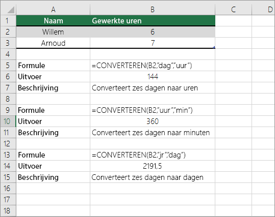 Voorbeeld: Converteren tussen tijdseenheden