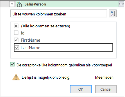 De record uitbreiden naar de tabel