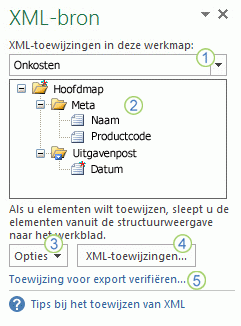 Het taakvenster XML-bron