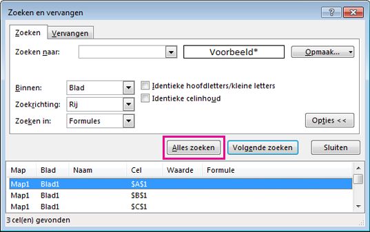 Alle samengevoegde cellen zoeken