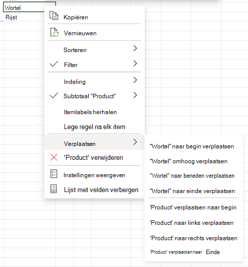 Handmatig sorteren - contextmenu