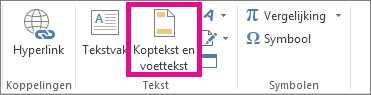Koptekst & optie Voettekst op het tabblad Invoegen