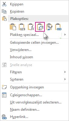 Het menu Plakopties