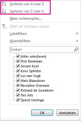 Sorteerknoppen