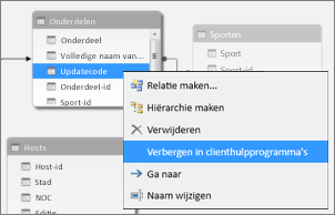 Een kolom verbergen in PowerPivot