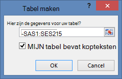Het venster Tabel maken