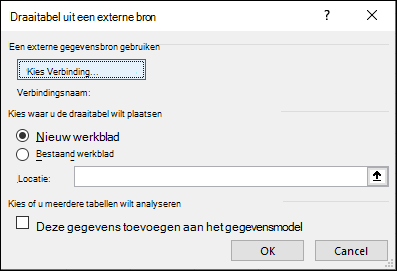 Draaitabel van externe bron