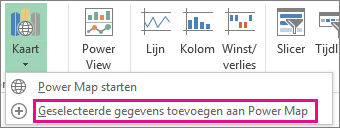 Opdracht Geselecteerde gegevens toevoegen aan Power Map