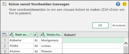 Power Query kolom van voorbeeldvenster combineren