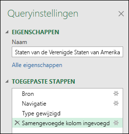 Power Query kolom van voorbeeldvenster Toegepaste stappen combineren
