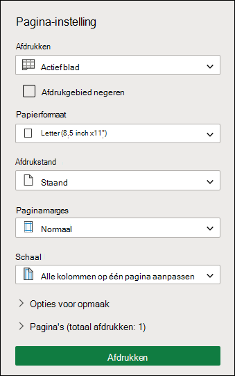 Scherm Afdrukinstellingen