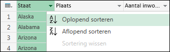 Sorteervolgorde selecteren