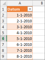 Datumkolom in Power Pivot