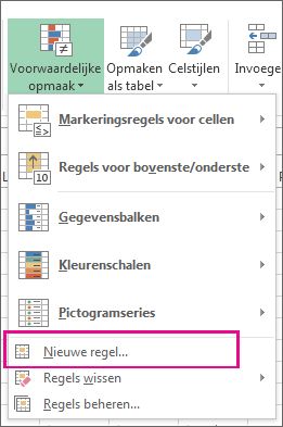 Knop Voorwaardelijke opmaak op het tabblad Start