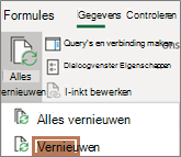 Muis die de opdracht Vernieuwen op het lint aanwijst