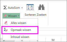 de knop Opmaak wissen gebruiken om opmaak te verwijderen
