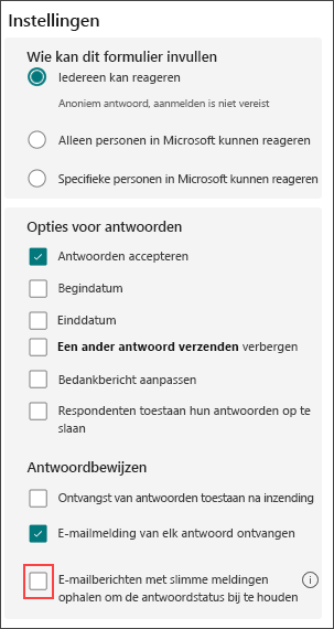 Formulierinstellingen voor slimme herinneringen