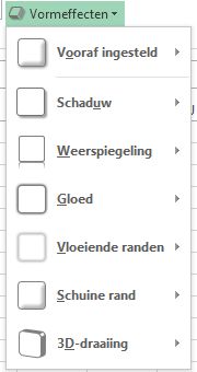 Menu Vormeffecten