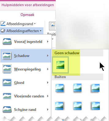 Schakel een afbeeldingseffect dat u niet wilt gebruiken uit door de optie Geen effect te kiezen.