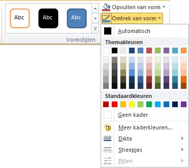 Menu Omtrek van vorm