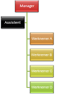 Organigram met de hangende indeling Rechts