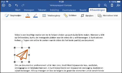 Word voor iOS met het tabblad Graphics bewerken