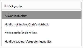 Zoekbereik aanpassen in OneNote voor Windows 10.