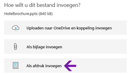 Opties voor bestandsafdruk in OneNote voor Windows 10