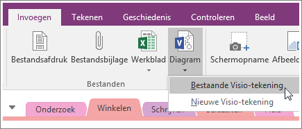 Schermafbeelding van de knop Diagram invoegen in OneNote 2016.