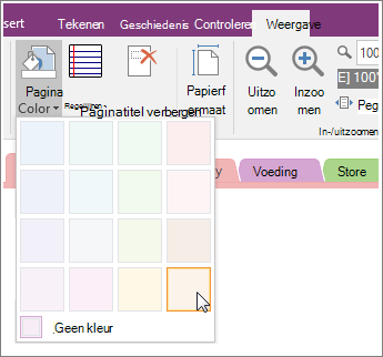 Screenshot of the Page Color button in OneNote 2016.