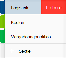 Een sectie verwijderen in OneNote voor iOS