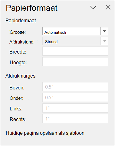 Deelvenster Papierformaat