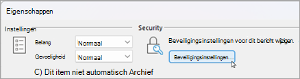 Beveiligingsinstellingen selecteren