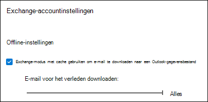 Schuifregelaar verplaatsen naar Alles om alle Outlook-e-mail te downloaden wanneer u e-mail exporteert