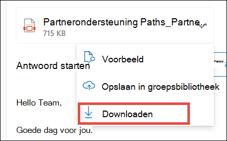 Bijlage voor nieuwe Outlook downloaden