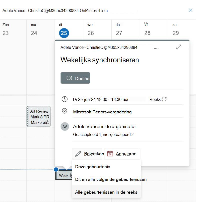 Schermopname van bewerkingsevenementen in reeks