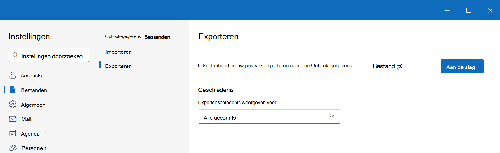 PST-bestanden exporteren in de nieuwe Outlook voor Windows