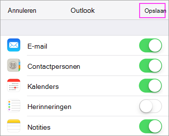 Synchronisatie-instellingen van account