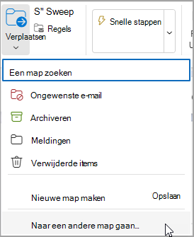 Selecteer Verplaatsen en selecteer een map waarnaar u het bericht wilt verplaatsen.