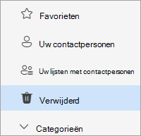 Schermopname van People mappenlijst met Verwijderde map geselecteerd