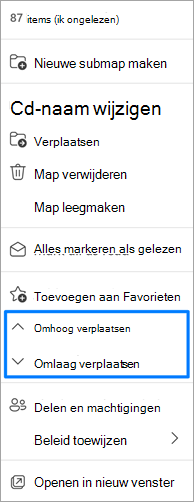 Schermafbeelding van de optie Mappen verplaatsen