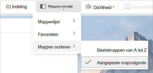 Kies mappenvenster, Mappen sorteren, Aangepaste mapvolgorde