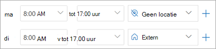 Schermopname van Werklocatie nu ingesteld op Geen locatie